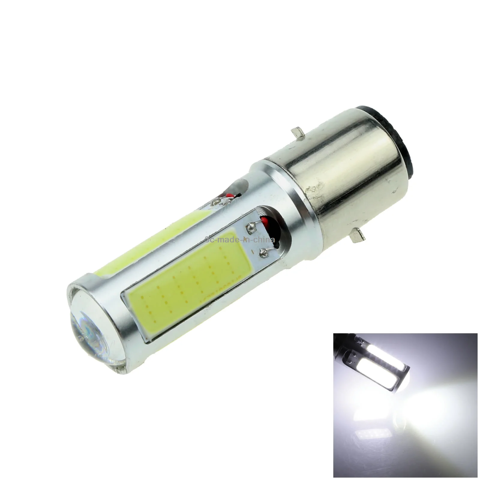 1x White BA20D Moped ATV Lamp H6 Light 5 Emitters 4 x COB + 1 LED DIN49735 E301-W