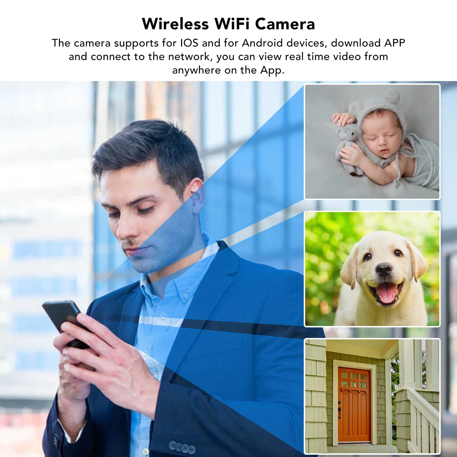 Surveillance System Wireless Camera Wireless WiFi Camera 120° Wide Angle 720P Mini Surveillance System CCTV for Children Elders