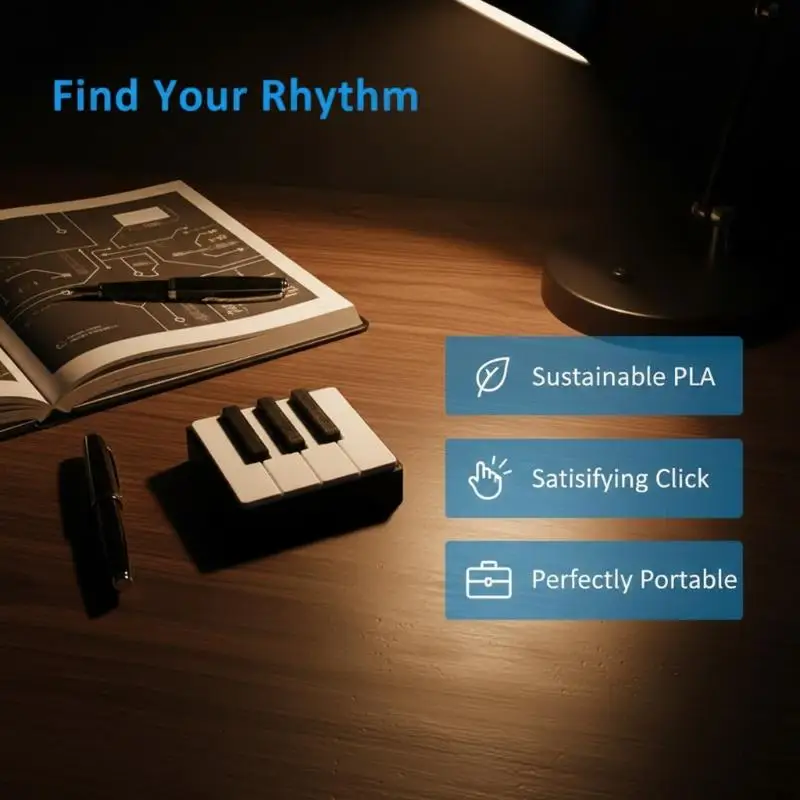 3D-gedruckte Klaviertastatur-Klickfigur zum Drücken, entspannend, geeignet für Büro, Schreibtisch, Partyspiele, Musikalischer Tastendrucker – Detail 1
