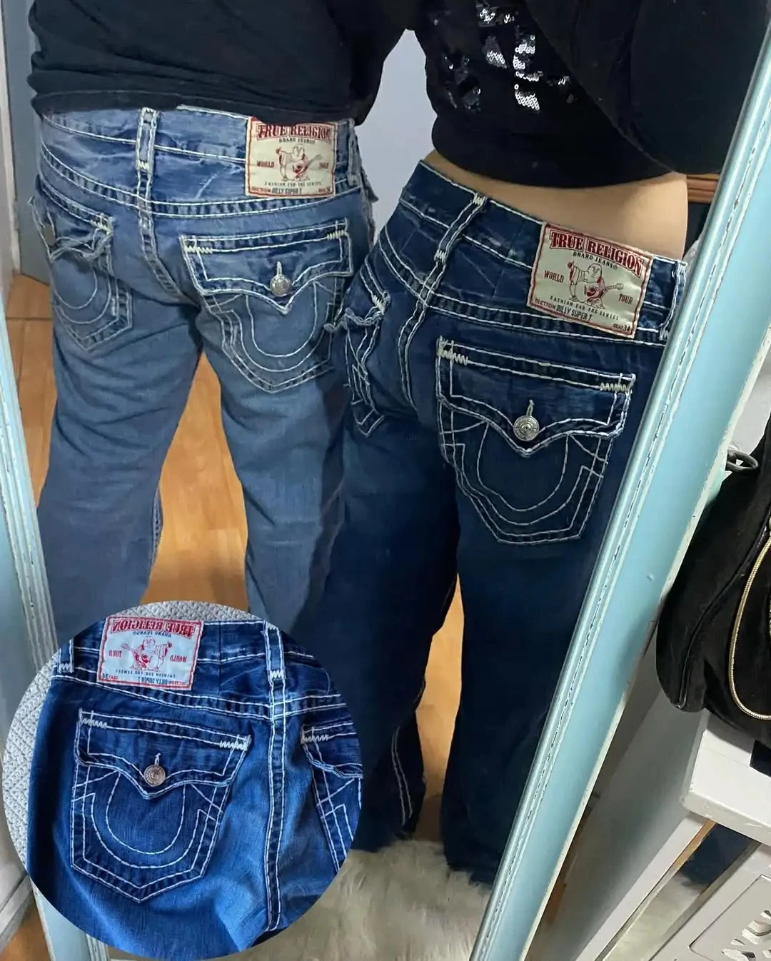 

Harajuku Loose Denim High Waisted Wide Leg Pants Y2k Hip-hop Streetwear Jeans Classic Buddha Embroidery Blue Jeans