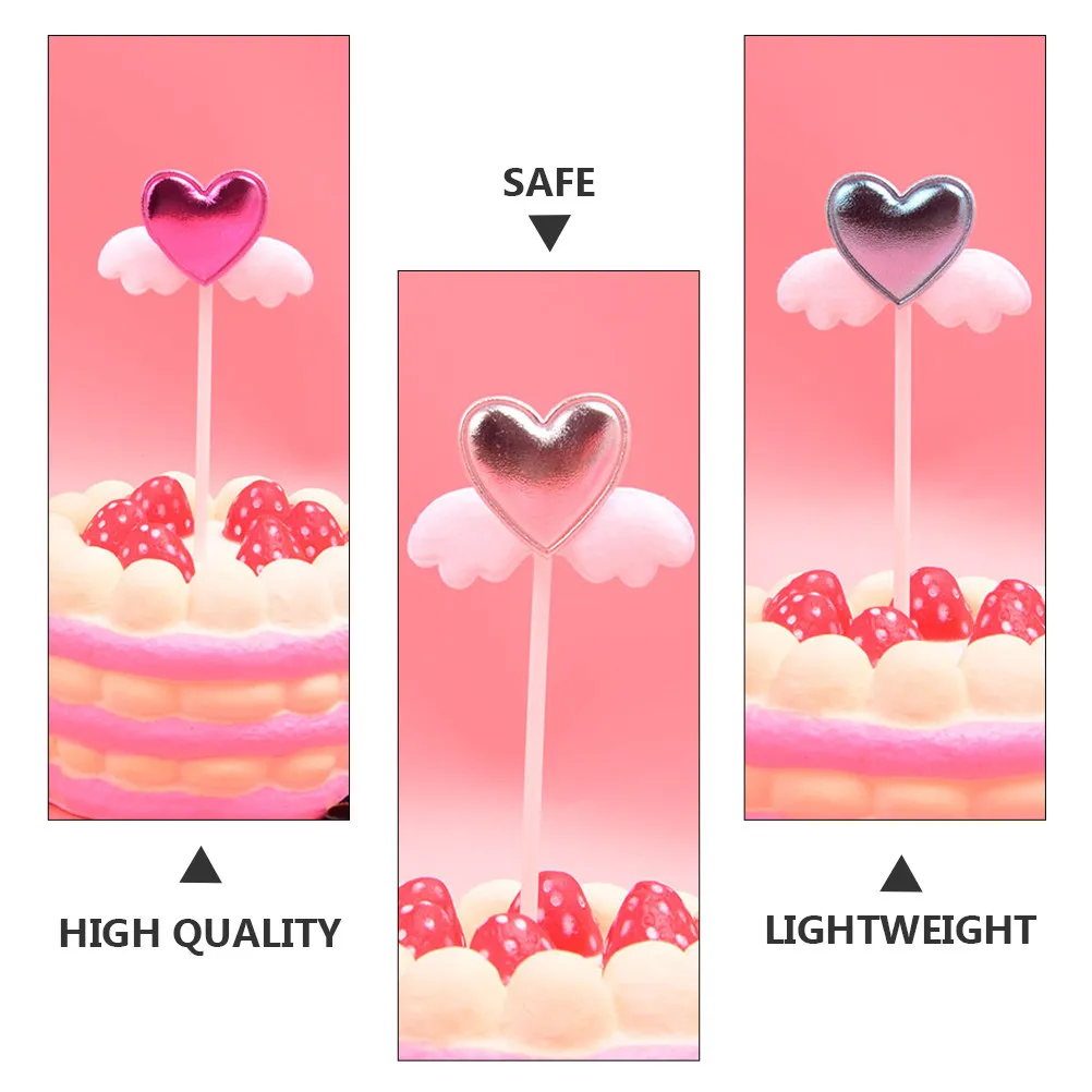20Pcs Heart Wings Cupcake Topper Wings Shape Cake Topper Food Grade Lovely Decoration for Cakes Ice Cream Cheese Mousse