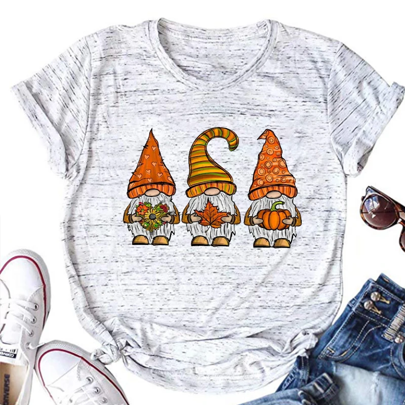 

Fall Gnomes Shirt Fall Pumpkin T-Shirt Thanksgiving Tee Fall Tshirt Pumpkin Vintage Tops Gnomes Graphic T Shirts Casual M