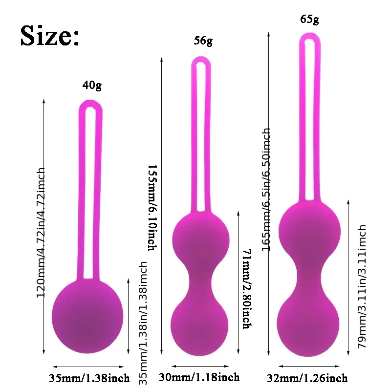 Silicone Kegel Balls Set Purple Ben Wa Balls Vaginal Tightening Trainer Weighted Kegel Exercise Balls for Women Pelvic Floor