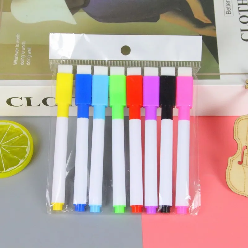 8pcs Erasable Whiteboard Marker Wall Plastic Color Core Black Marker Children's Handmade Marker Gifts School Supplies