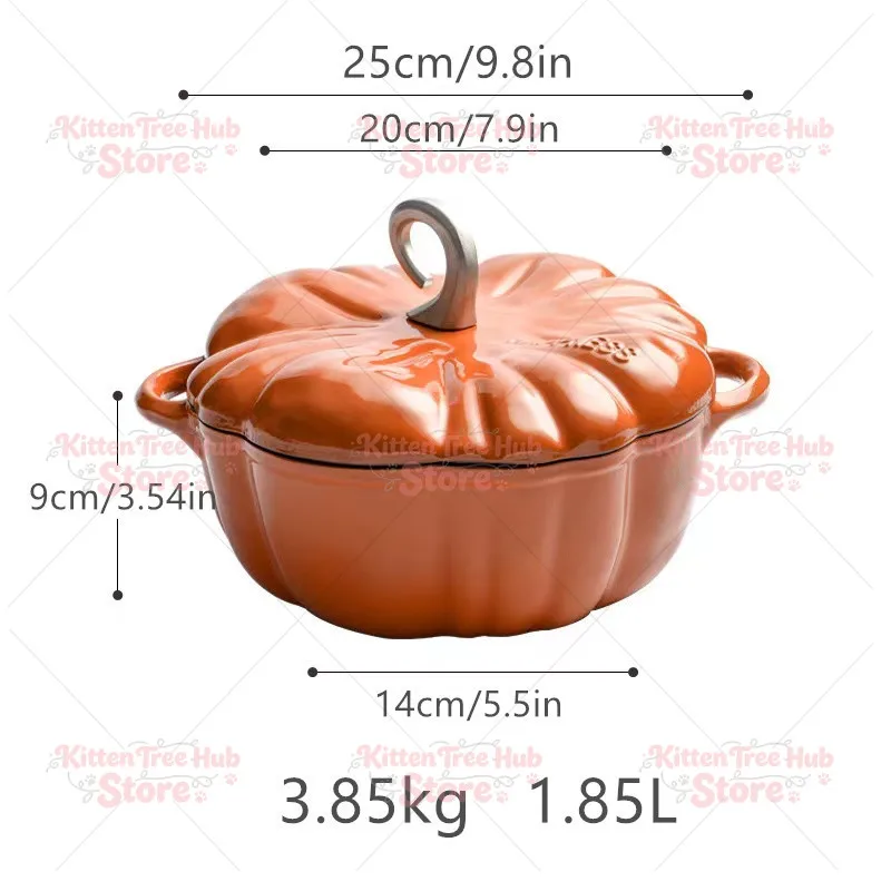 3.7L Enameled Cast Iron Pumpkin Pot Non Stick Casserole