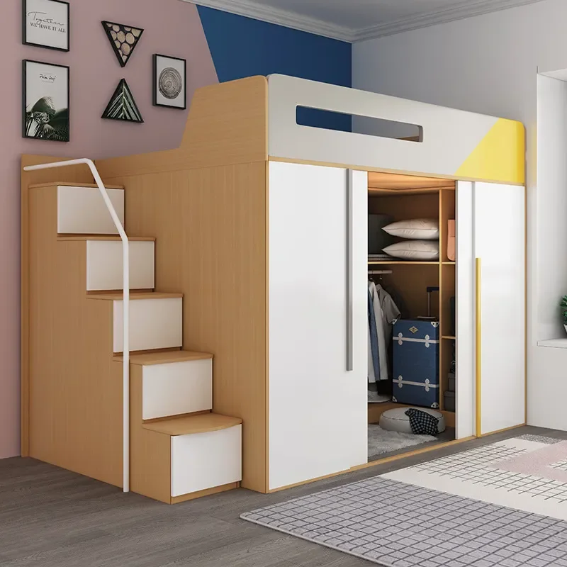 for Multifunctional Storage Cloakroom Bed with Lower Cabinet Integrated Wardrobe Space Saving Design for Small Apartment