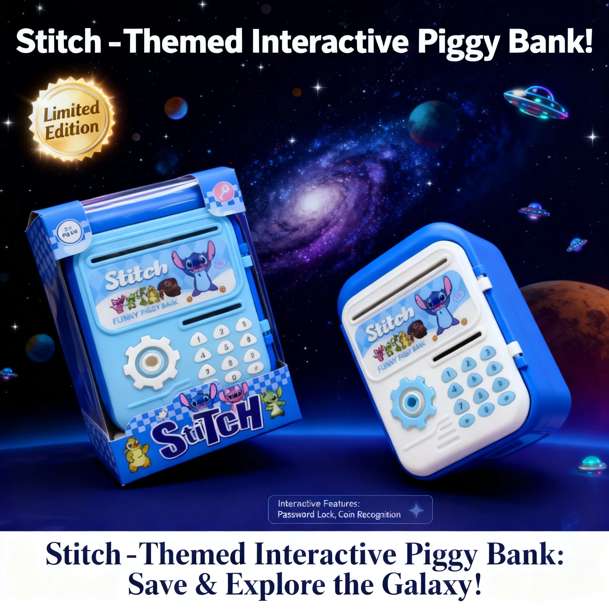 

Kawaii Cartoon Capybara Stitch Piggy Bank Money Storage Box Anime Lilo Stitch Change Box Toy Cute Gift for Kids Birthday Toys