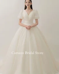 SONDR Korea V- Neck Wedding Dress Customized Formal Bride Dress Ivory Ball Gowns 웨딩드레스 Corset Organza Wedding Gown Bridal