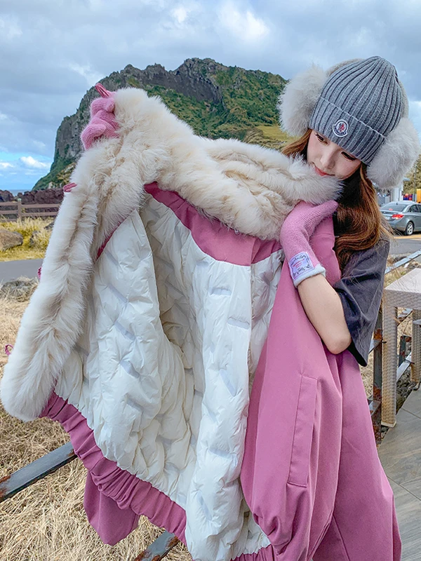 جاكيت نسائي شتوي دافئ وردي اللون بنمط مربعات وغطاء للرأس وأزرار أمامية، ملابس خارجية مضادة للشيخوخة وفضفاضة