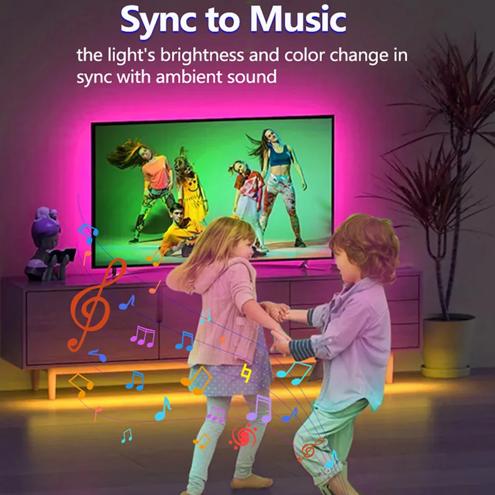 Music Sync RGB LED Strip Lights USB 5V Smart Color Changing LED Strip for TV  Backlight Room Decoration with Remote Control