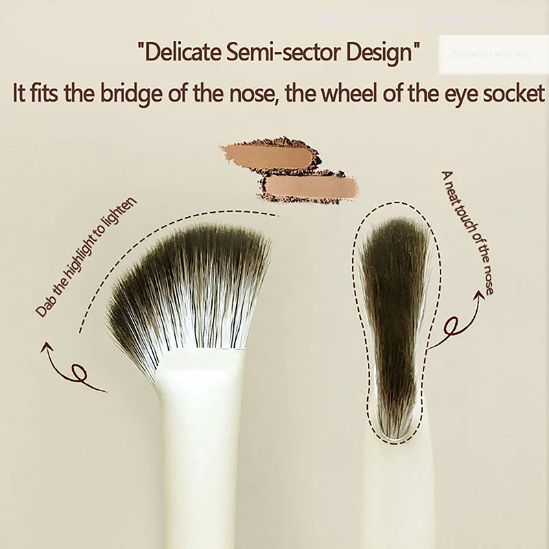 1 Stuks Half Waaiervormige Neus Schaduw Borstel Markeerstift Blush Make-Up Kwasten Fit Neus Oogcontour Vrouwen Facial beauty Tools