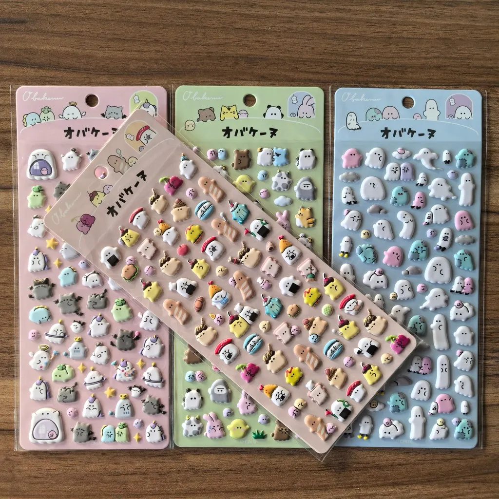 Obakeinu Cute Mini Stickers (4 Sheets) - Adorable Cartoon Figure Decor for Planners Gift Decoration BulingBulingStickers Store