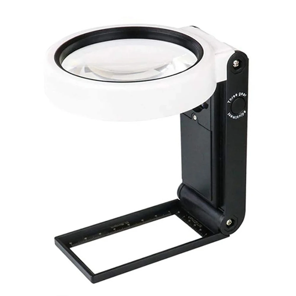 

25X 6X Foldable LED Lamp Desktop Magnifying Glass Dual Lens Adjustable Portable Magnifying Ultraviolet Jewelry Coins Magnifier