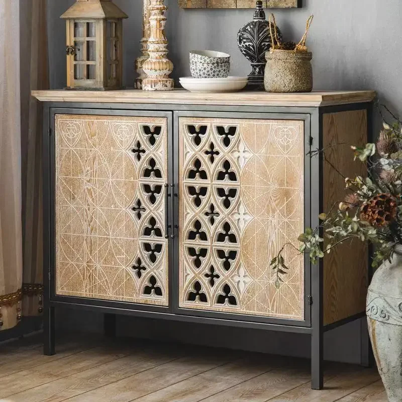 

95X78X37CM Solid Wood Floor-standing Sideboard Storage Rack Decorative Cabinet Storage Cabinet and Bowl Cabinet