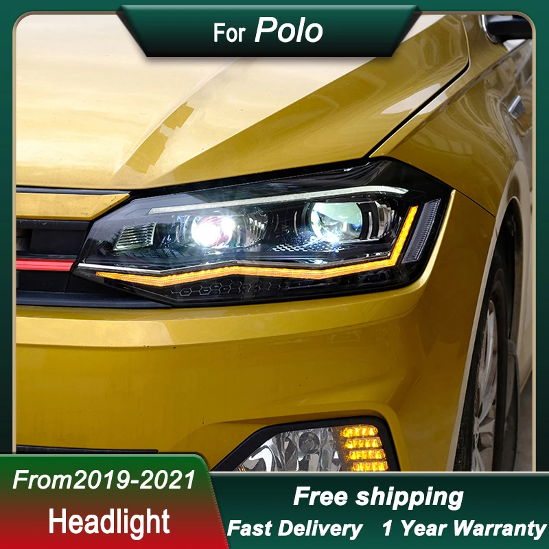 

Горячие фары для стайлинга автомобилей для VW Polo plus 19-21, новый стиль, полностью светодиодные фары DRL, передние фары в сборе