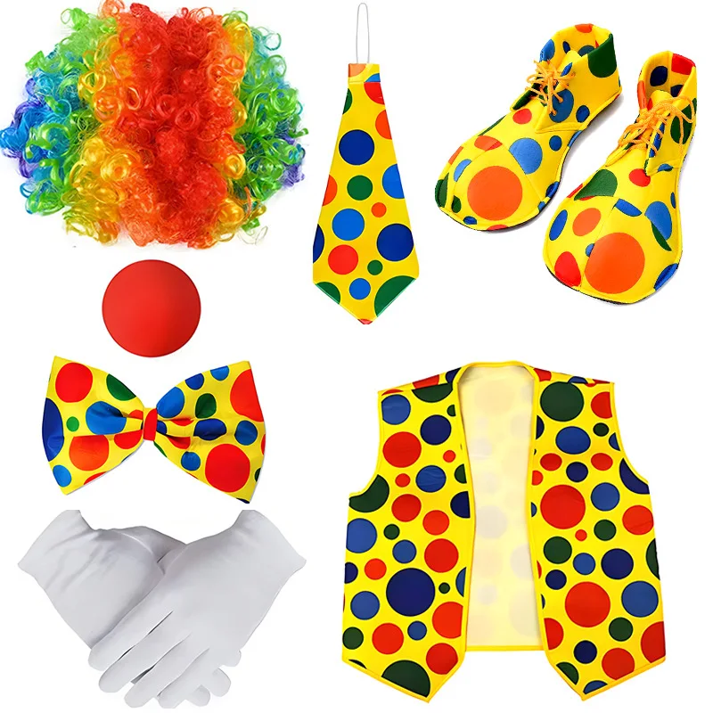 

Funny Party Hat Clown costume-clown wig, giant tie, bow tie, gloves and clown nose-clown accessories