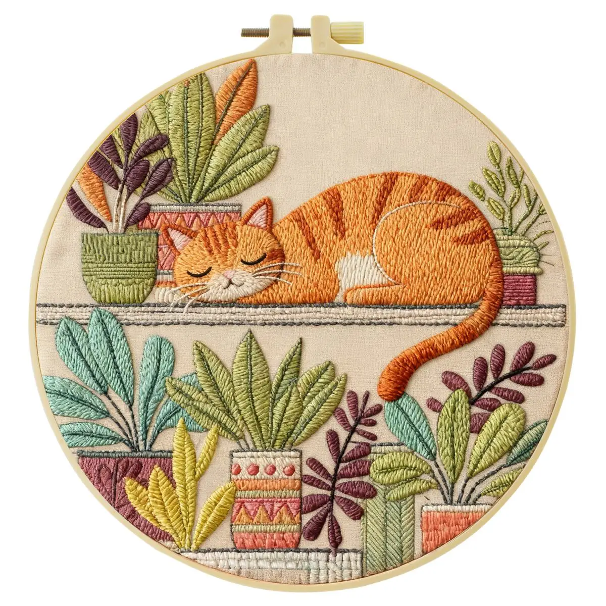 1 Stück 20X20CM/15X15CM 7,87/6,3 Zoll Tier - Katze Stickerei Starter-Kit DIY-Kit DIY-Stickerei-Set Handarbeiten Malerei – Detail 5