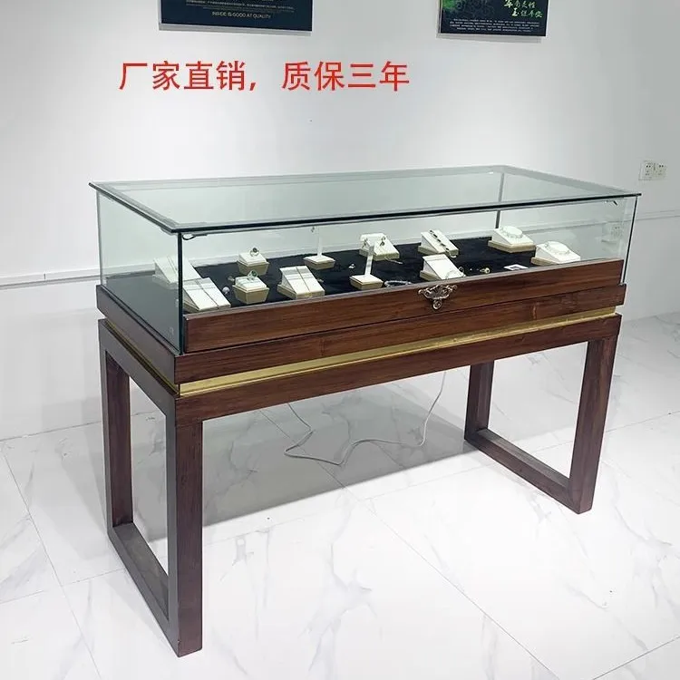 Jewelry Display Cabinet Solid Wood Museum Ancient Chinese Display Cabinet Jade Counter Exhibition Hall Vintage Jewelry J