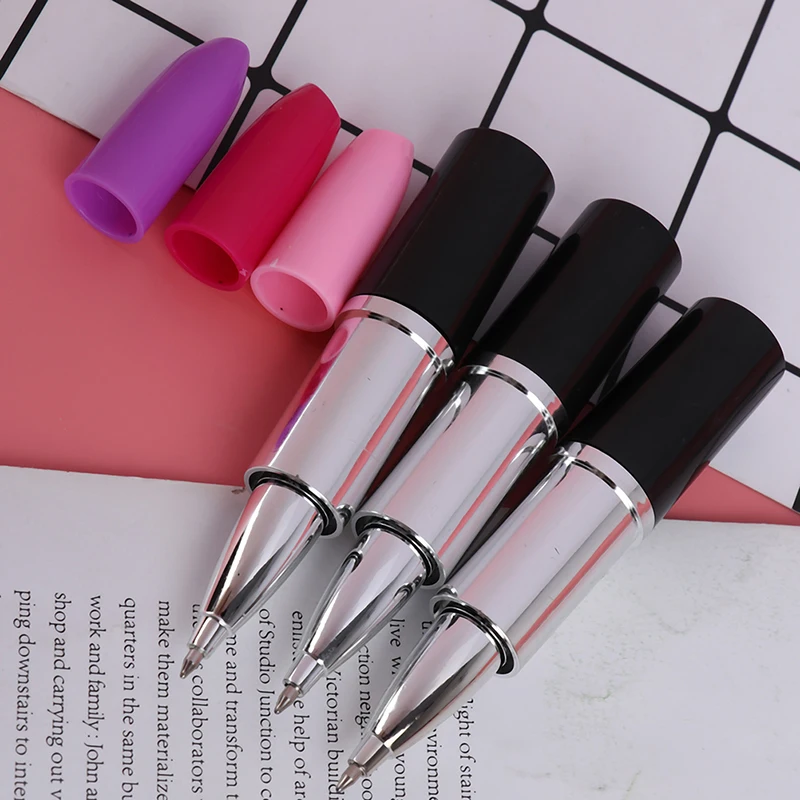 Stylo à Bille en Forme de Rouge à Lèvres, Dessin Animé, Interrupteur Cadeau pour Fille, Fournitures Scolaires et de Bureau, Design en Forme de Crique, 1 Pièce