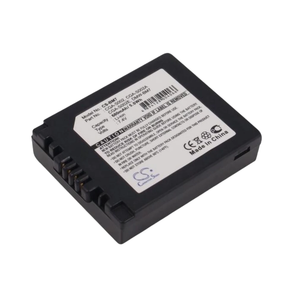 파나소닉용 리튬 이온 카메라 배터리, 7.4V, 680mAh,Lumix DMC-FZ1 DMC-FZ10 DMC-FZ10EB,CGA-S002 CGA-S002A CGR-S002 CGR-S002E DMW-BM7