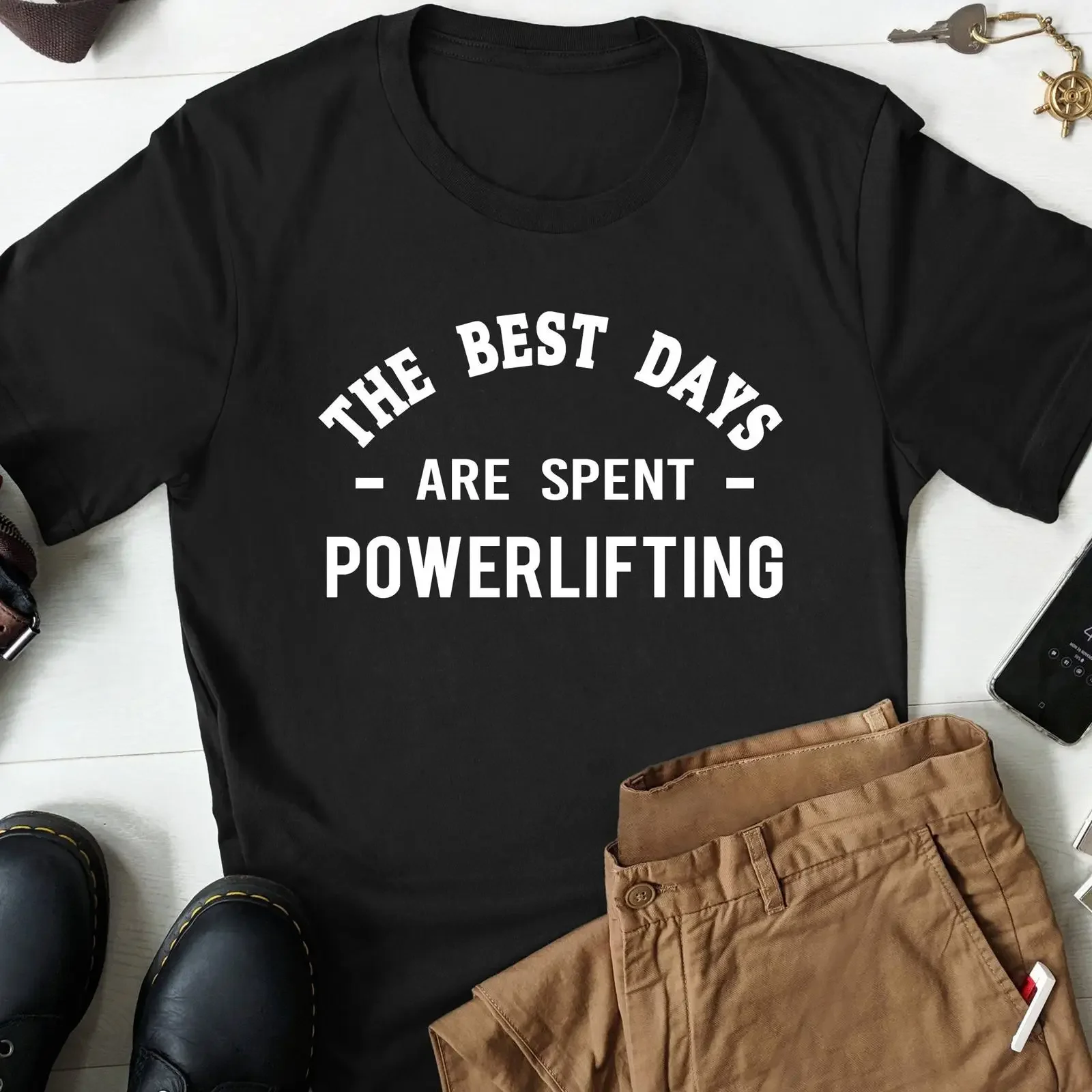 The Best Days Are Spent Powerlifting T Shirt Funny Gym WorkouT for Powerlifter Enthusiast vintage Washed homme Soft Casual