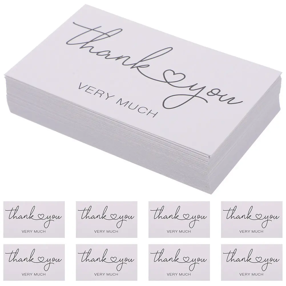 

100Pcs Thank You Cards Bulk Paper Thanks Cards Chic Simple Color Matching for Beauty Nail Salon Bakery Ecommerce Order Thank You