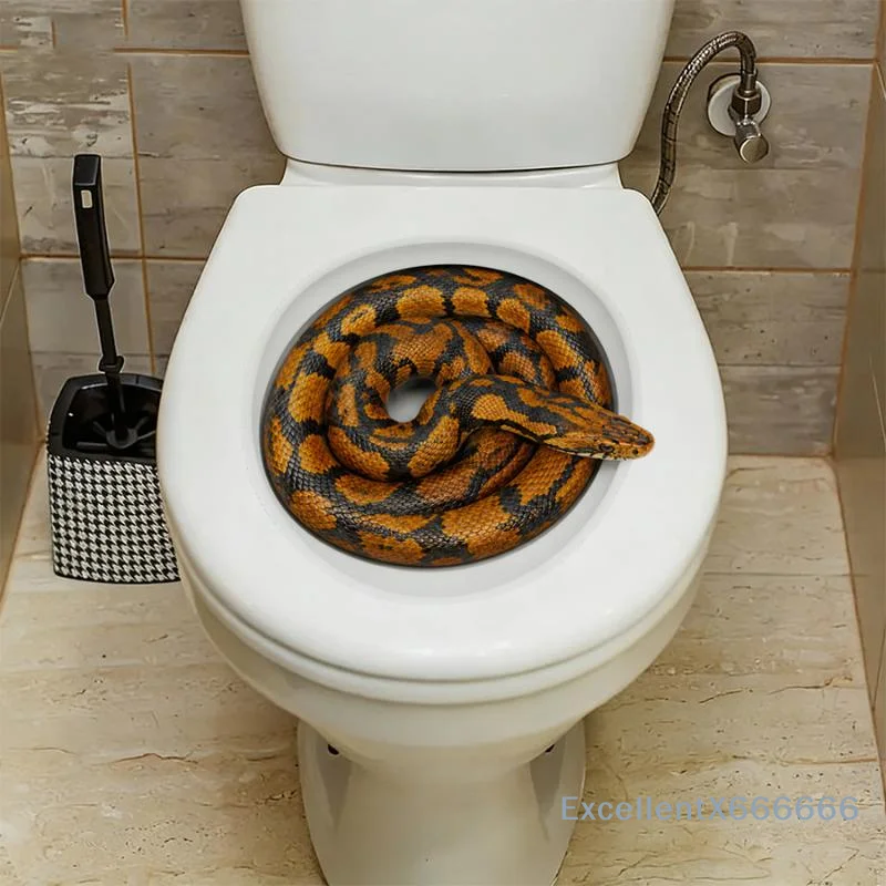 Self-Adhesive 3D Realistic Python Toilet Decal Waterproof PVC Removable Sticker for Halloween