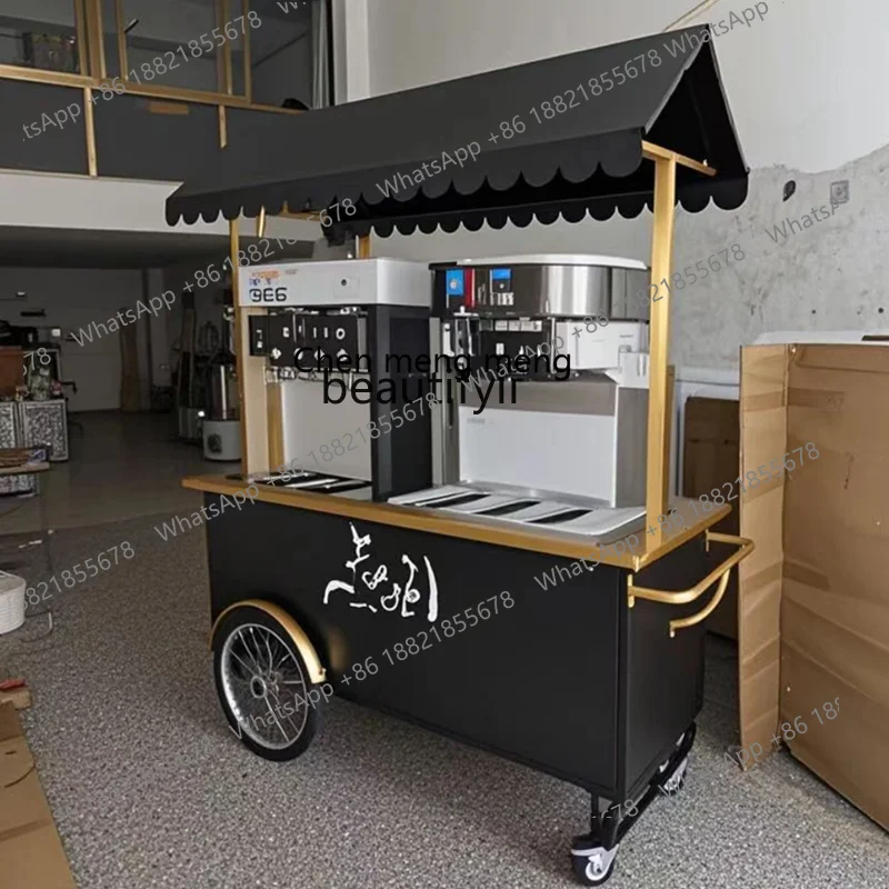 X Flower Cart Stall Small Push Cart Outdoor Night Market Promotion Display Stand Mobile Food Cart