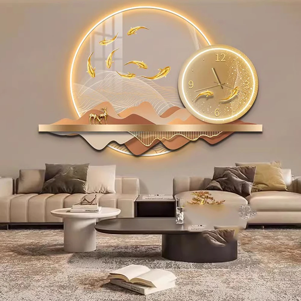 Reloj de Pared moderno acrílico, Reloj de Pared inteligente de lujo con luz Extra grande, Reloj de Pared de diseño Interior para habitación, Mural, decoración del hogar