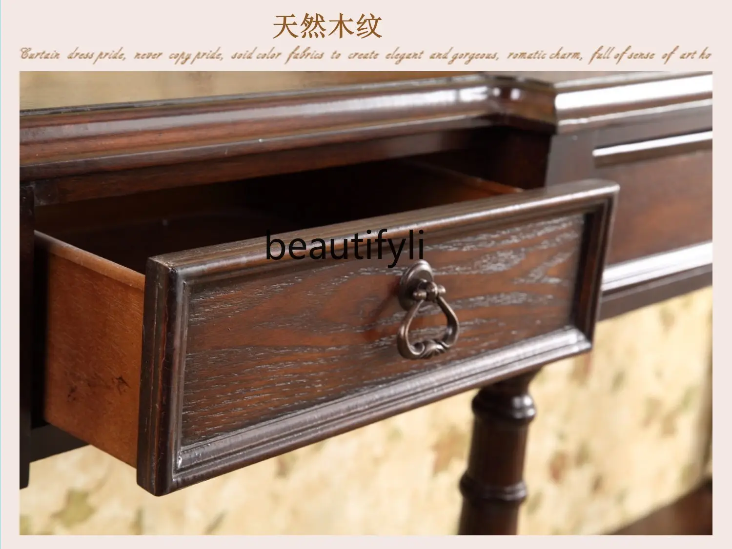 European porch desk, desk, American porch cabinet, walnut sofa back, corridor table