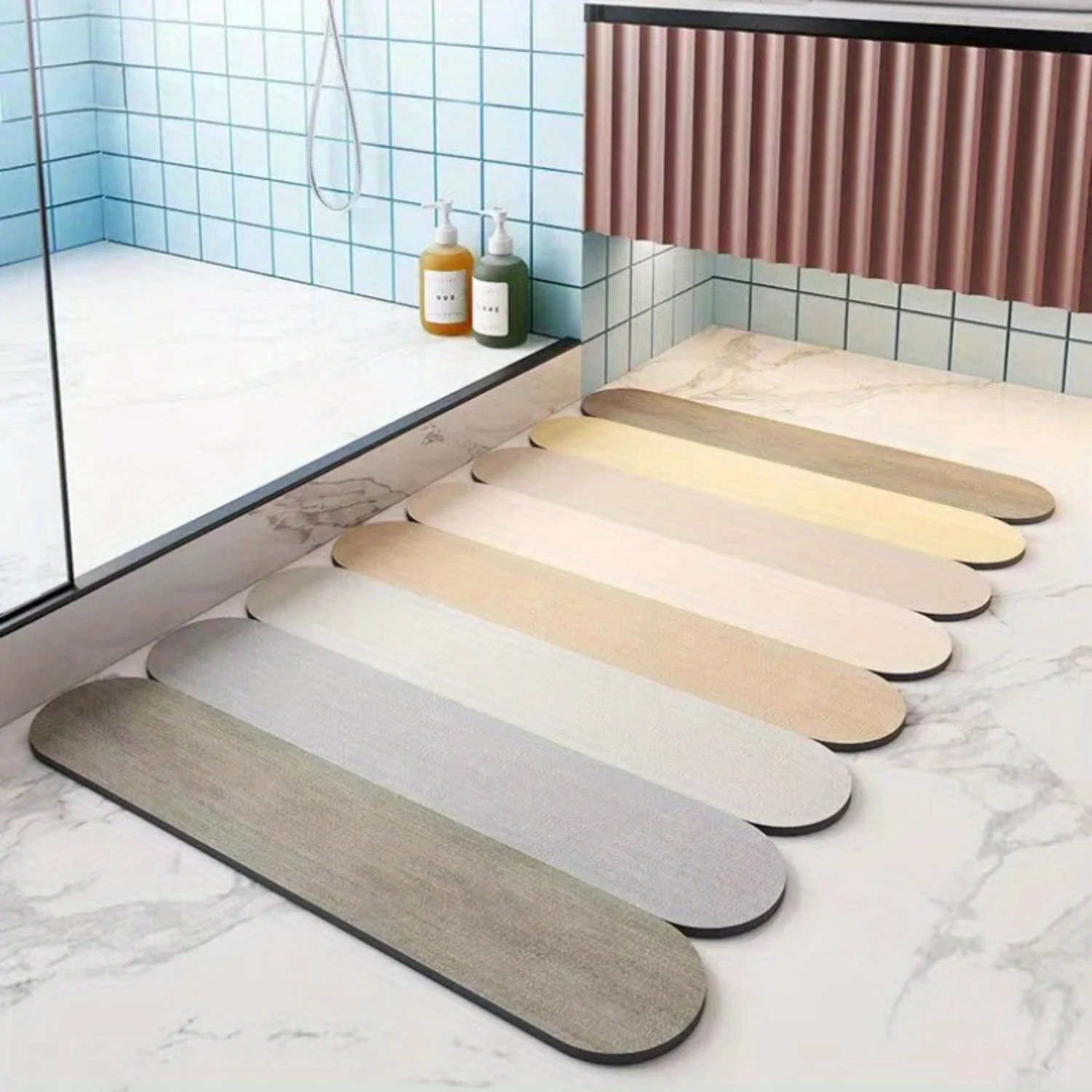 Premium Quick-Drying Non-Slip Bathroom Mat - Absorbent, Anti-Slip, Color Blocking, Mildew-Resistant - Soft, Comfortable, Easy to