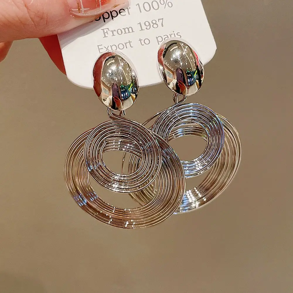 Fashion Zircon Earrings Woman Simple Round Mosquito coil Statement Earring Jewelry Gift