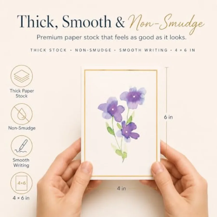 30 Premium Blank Cards with Envelopes and Stickers, 4x6 Inches Elegant Floral Designs, Versatile and Blank Inside, Organized an