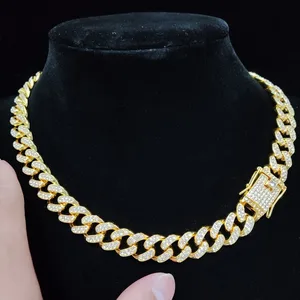 Hip hop idd out bling chain necklace for men and women, high quality, 13mm width, miami cuban current, hiphop necklaces, fashion jewelry 8 Main Sales Current ICE - №3