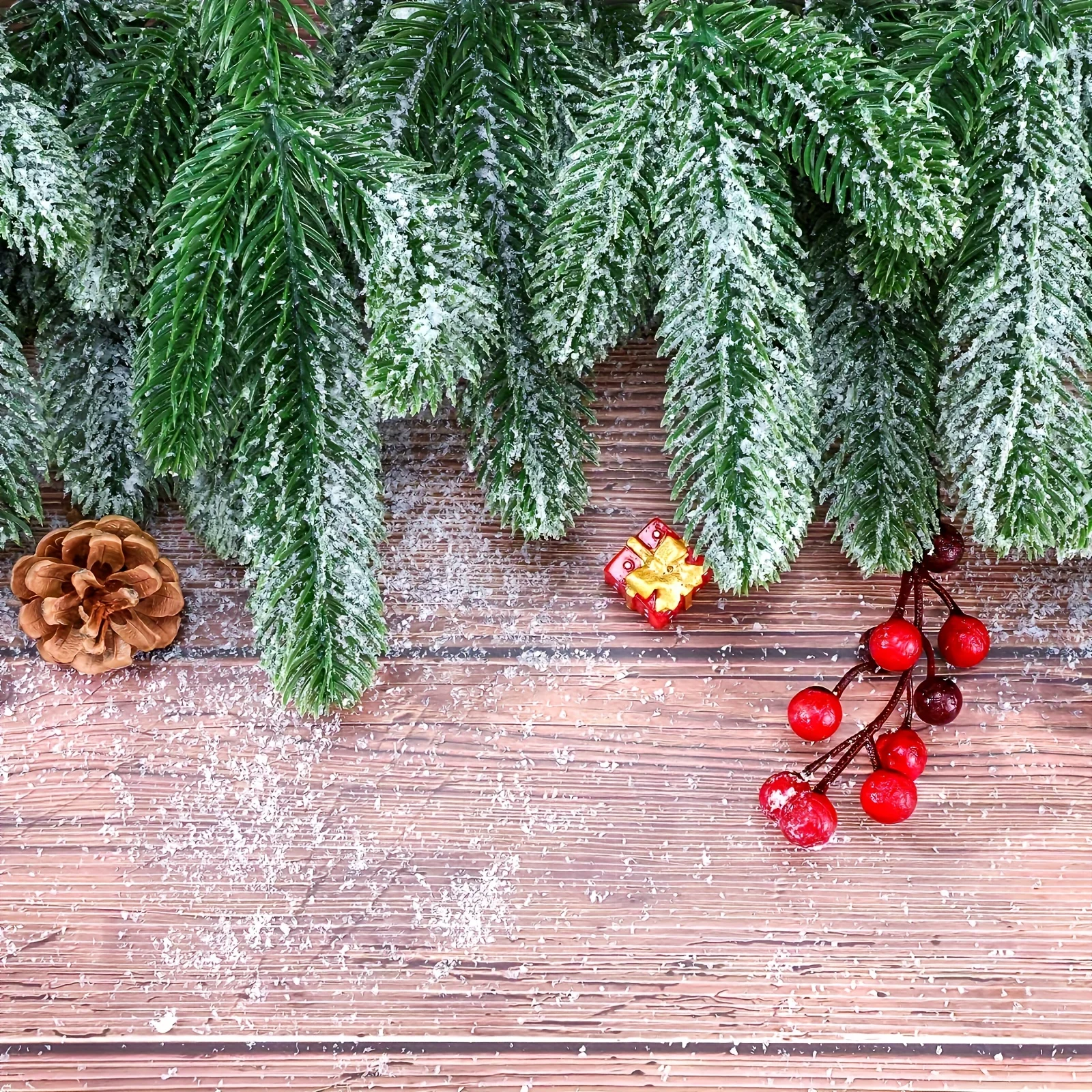 Packung mit 15–30 schneefrostbeschichteten künstlichen Tannenzweigen – 10 Zoll Weihnachtsferien, simulierte Grünpflanzen für Heimwerker zu Hause – Detail 9