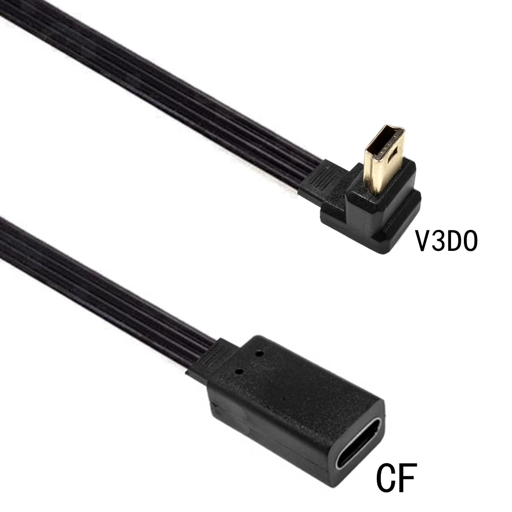 Mini USB de 10cm, 20cm, grabadora de conducción de coche de macho a hembra, cable de extensión min USB, cable de datos, puerto de codo, Puerto en forma de T