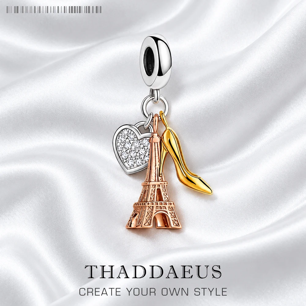 Pendant Dangle Charm Eiffel Tower Heart High Heel Brand New 925 Sterling Silver Fine Jewelry Romantic Gift For Woman