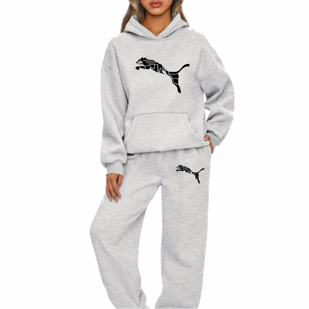 Women\'s 2024 Print Fashion Sets Casual Pullover Tracksuit 2 Piece Hoodies Sweatshirts + Sweatpants Set