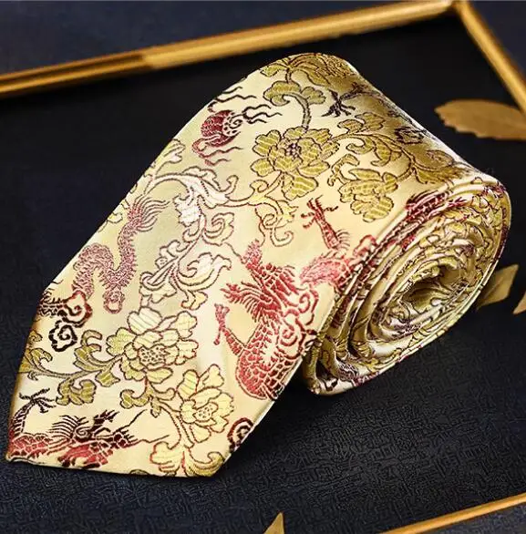 

Chinese Dragon Gold Neck Tie Men Wedding