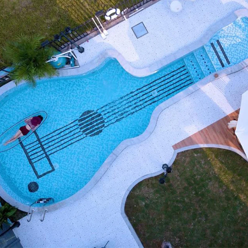 Modular Large Inground Swim Spa Pool Outdoor Family Modern Designs Custom Guitar Shape Summer Swimming Pool
