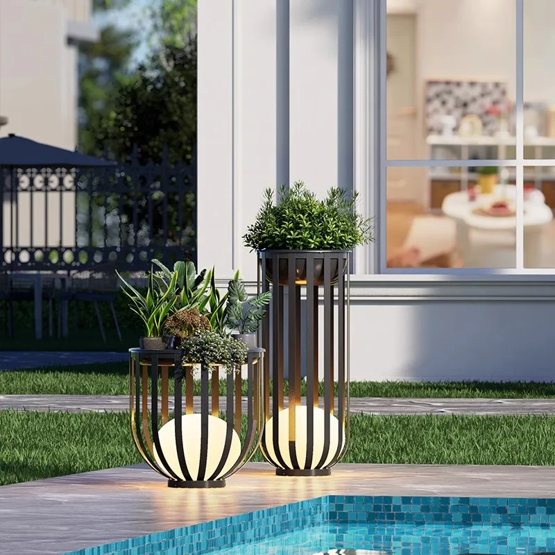 Solar flower stand light, patio, floor-to-ceiling atmosphere , creative outdoor waterproof light, flower pot, gard