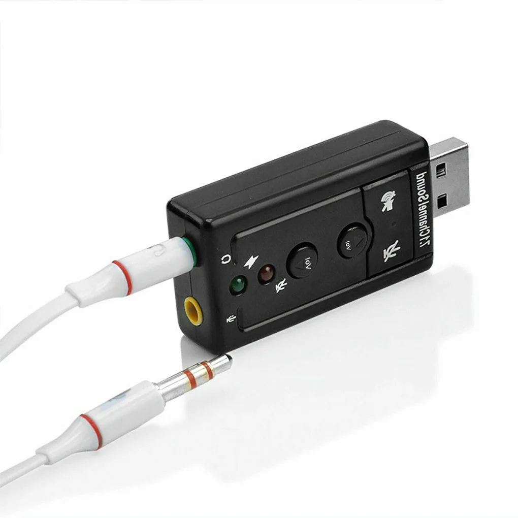 USB7 1 Channel Sound Adapter Driverless External Stereo Card Audio USB Device for Desktop