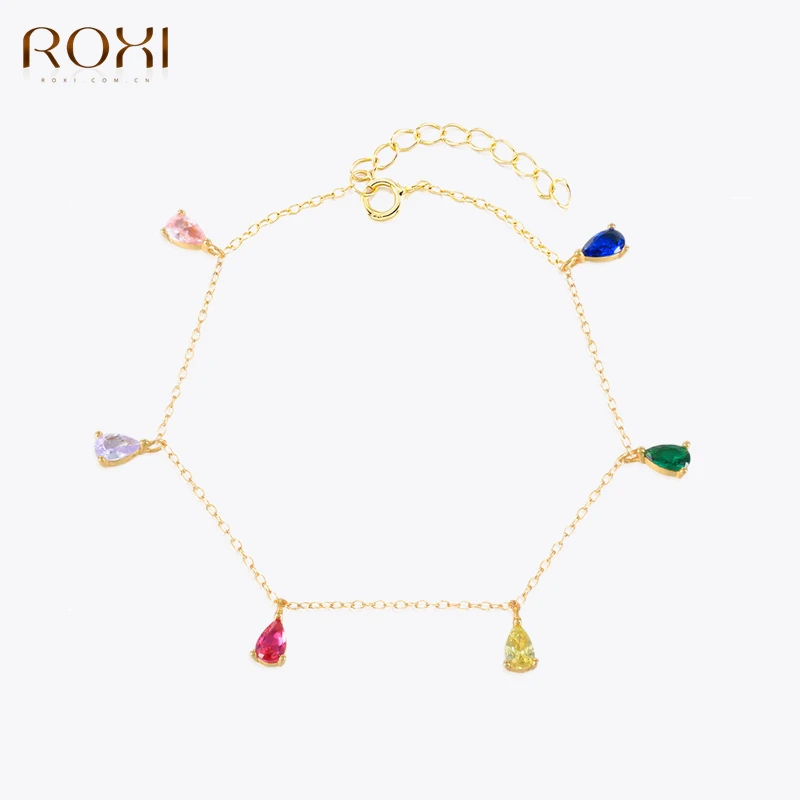 ROXI Mini Small Zircon Bracelet For Women 925 Sterling Silver Girls 18K Gold Clavicle Bracelet Charms Bohemia Feminina Pulseiras