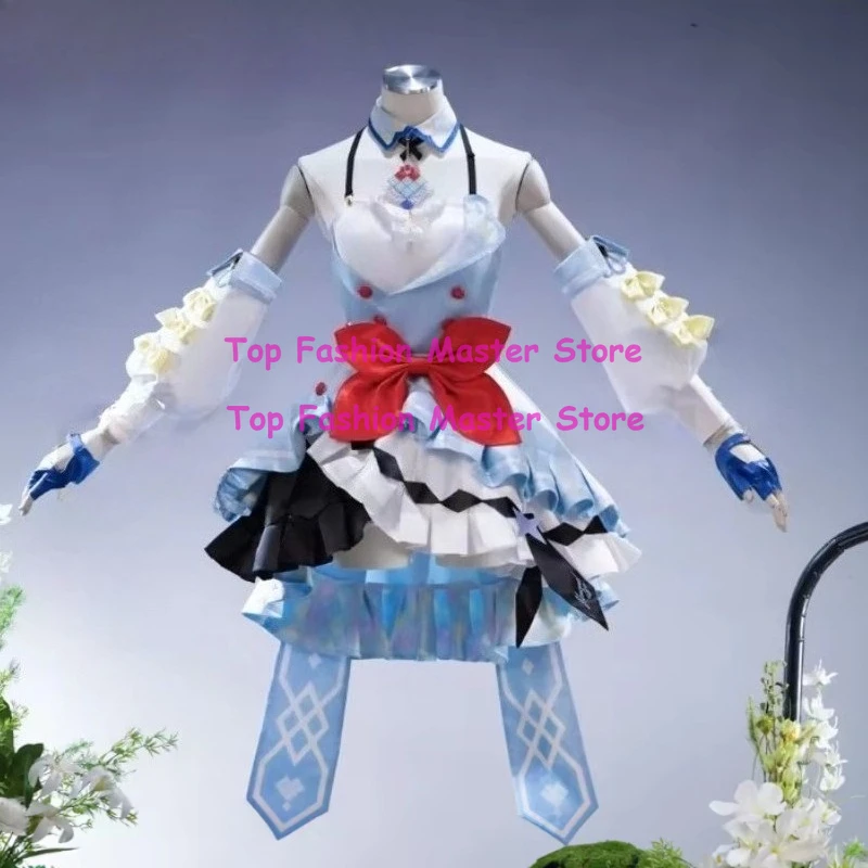 

Костюм для косплея Almond Eye из игры DokiDoki-R, женское милое синее платье с красным бантом, костюм Almond Eye для косплея, большие размеры