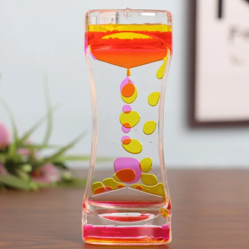 Acrylic Double Color Floating Liquid Oil Hourglass Home Decor Liquid Visual Movement Anxiety Relief Hourglass Timer