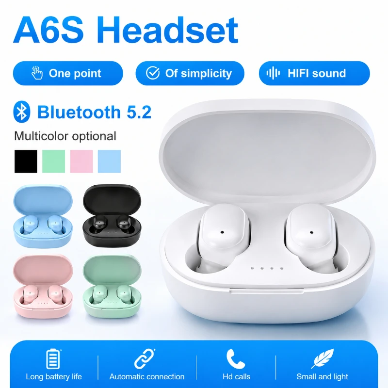 New Hot TWS Mini In-ear Tws Headphone Stereo Wireless Bluetooth Earphones Hearing Aids Music Sport Game Sleep Headset With Mic