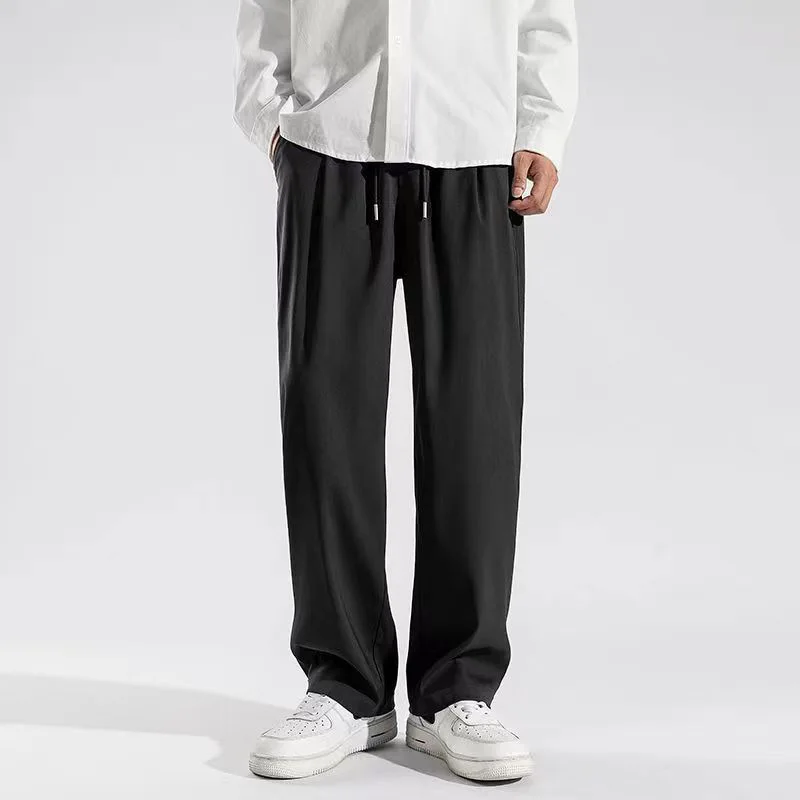 

Summer Ice Silk Qui Dry Ultra Thin Anti Wrinkle Straight Leg Wide Leg Pants Men's Casual Long Trousers Spor Trendy