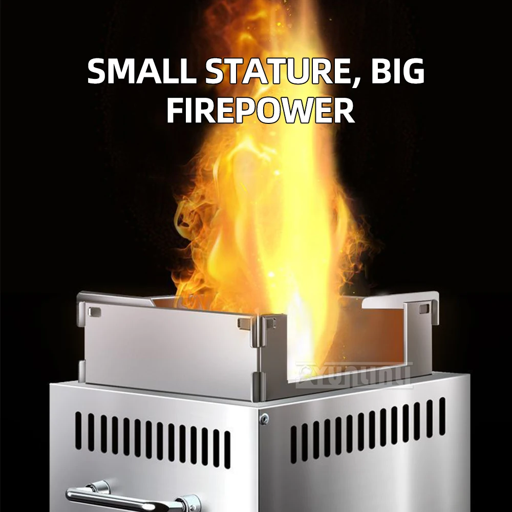 2025 Version Stainless Steel Firewood Stove Travel Camping Cooking Cooktop Outdoor Wooden Burning Stove