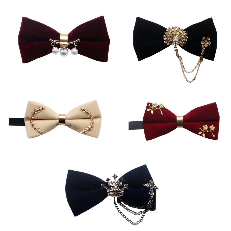 

Wedding Bow Tie with Metal Chain Rhinestones Mens Adjustable Pre-Tied Bow Tie Dropship