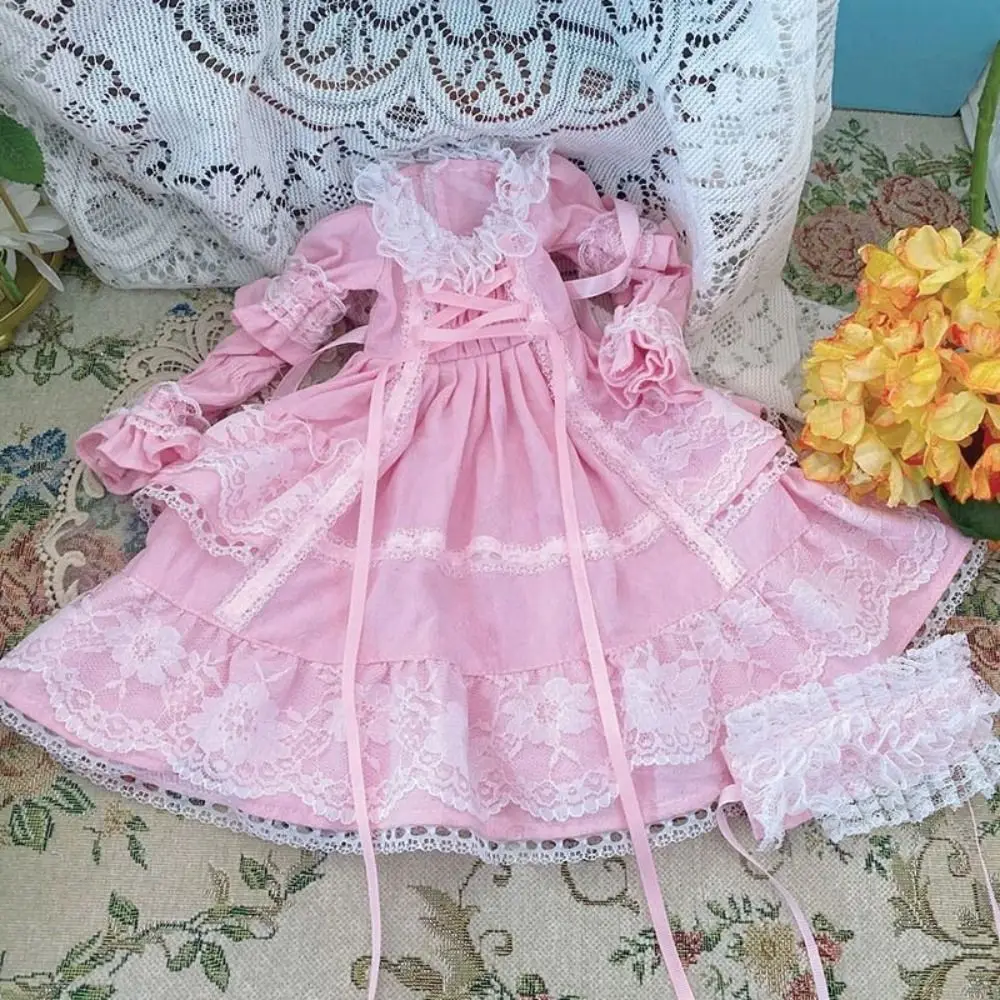 Women Girls Princess Baby Clothes Vintage Dress Up Doll Lolita Skirt Lace Strap Long Doll Retro Dress DIY Toys
